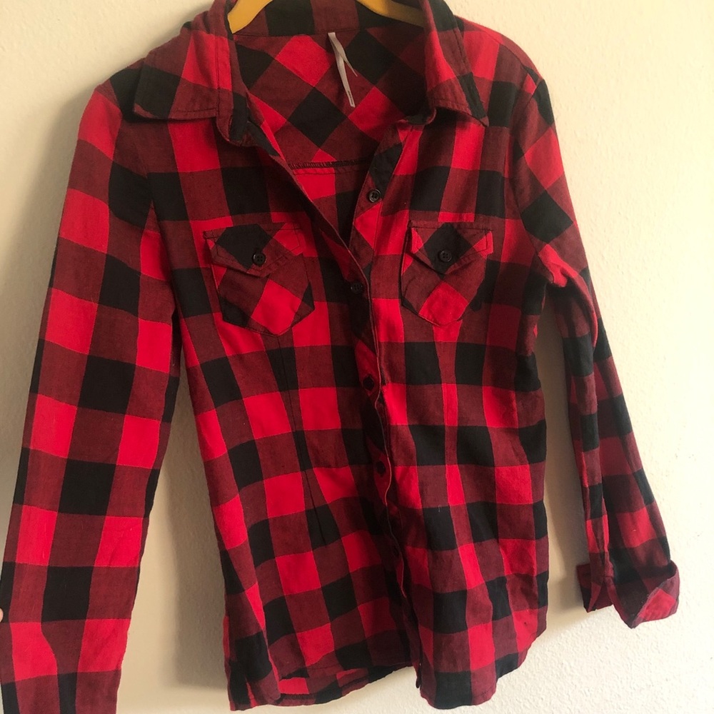 Womens plaid button up polo